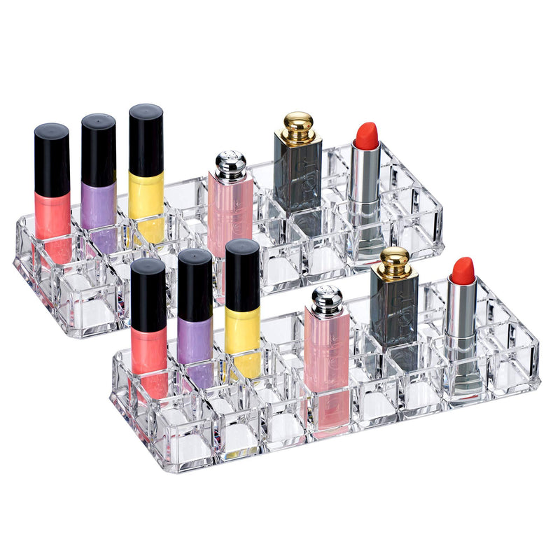 [Australia] - Amazing Abby - Charm - 2-Pack Acrylic 24-Slot Lipstick Organizer, Lipstick Holder, Lip Gloss Container, Cosmetic Storage Display 24-Slot (2-Pack) 