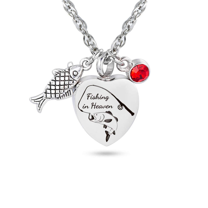 [Australia] - Fishing in Heaven Urn Necklace for ashes Fisherman Outdoorsman Remembrance Birthstone Necklace Cremation Jewelry (Fishing in Heaven) Fishing in Heaven 