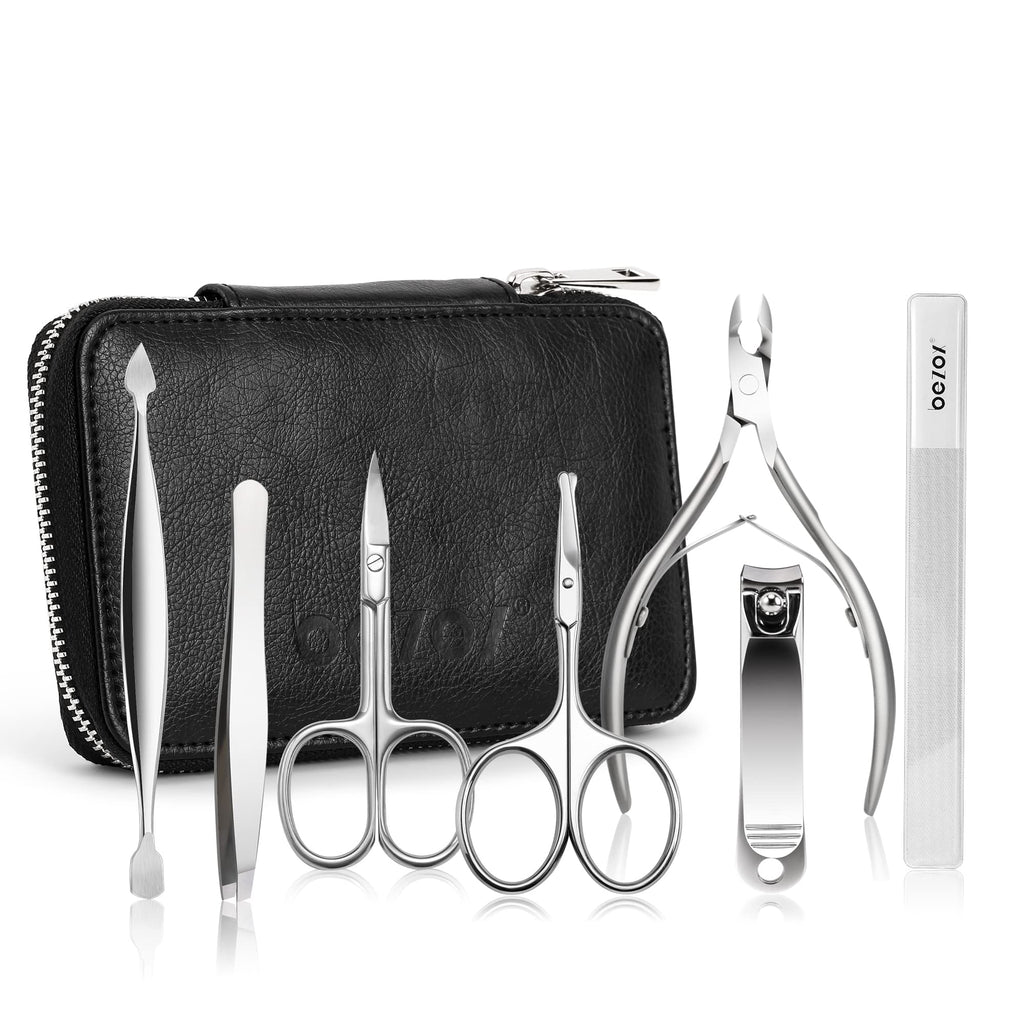 [Australia] - BEZOX Nail Clippers Manicure Pedicure Kit - Professional Personal Care Tools Set - 7 in 1 Stainless Steel Nail Trimming and Facial Hair Grooming Tools for Women & Men Set of 7 