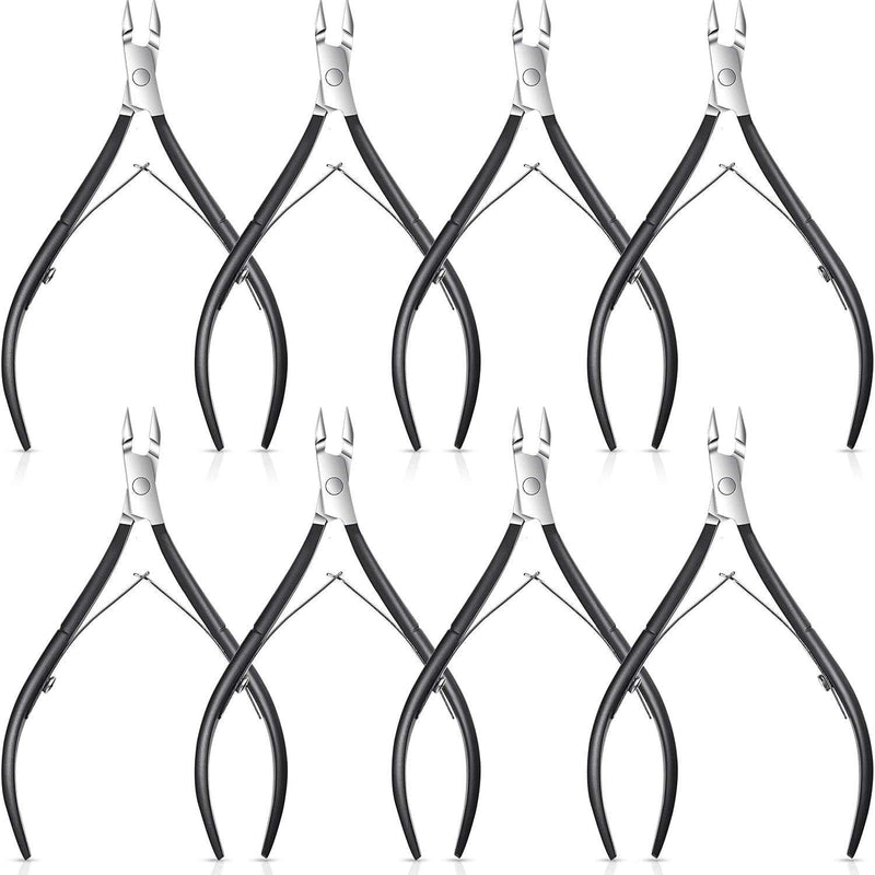 [Australia] - 8 Pieces Cuticle Nippers Stainless Steel Cuticle Trimmer Pointed Blade Cuticle Cutter Clipper Dead Skin Remover Scissors Manicure Tools for Fingernails and Toenails (Black) Black 