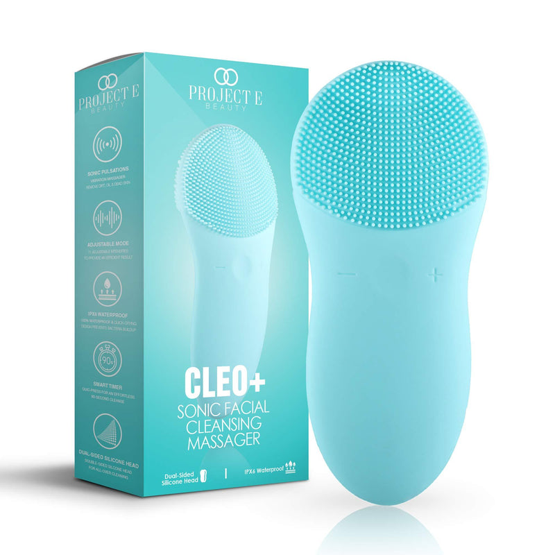 [Australia] - Project E Beauty CLEO+ Sonic Facial Cleanser | Waterproof Silicon Deep Cleansing Exfoliating Brush USB Rechargeable Wireless Portable Face Cleanser Travel Lift Firm Skin Care Treatment Device Massager 