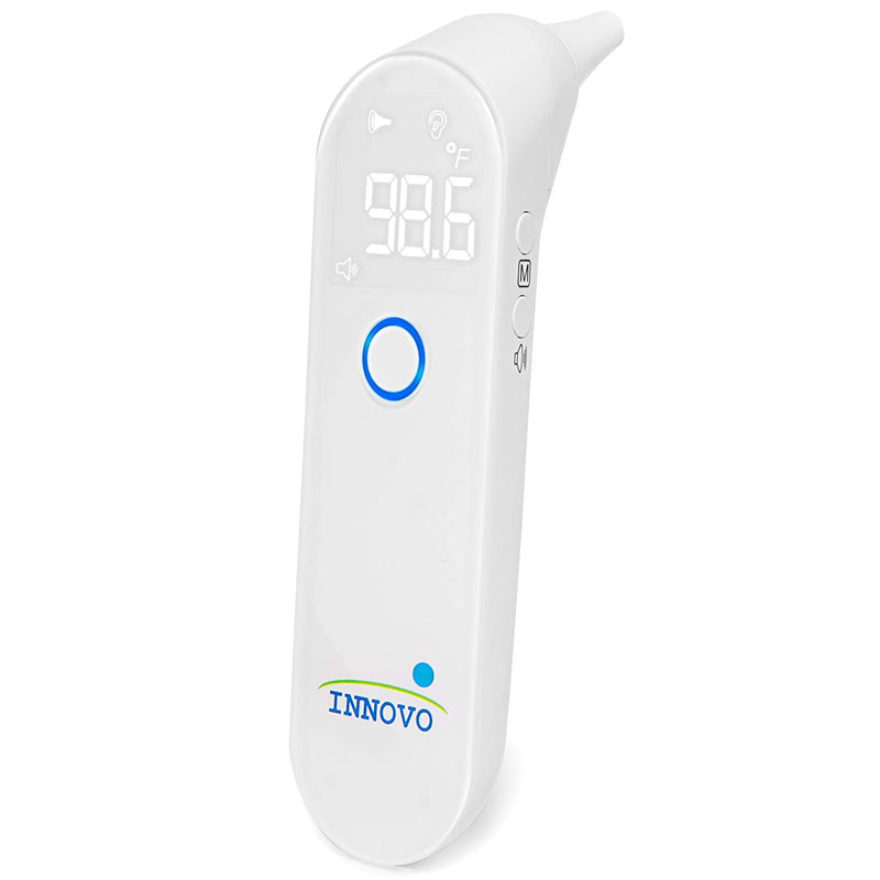 [Australia] - Innovo Medical iE100A Digital Ear and Surface Thermometer Termometro Handheld Kit with Disposable Ear Probes (White), 1 Count (Pack of 1) 