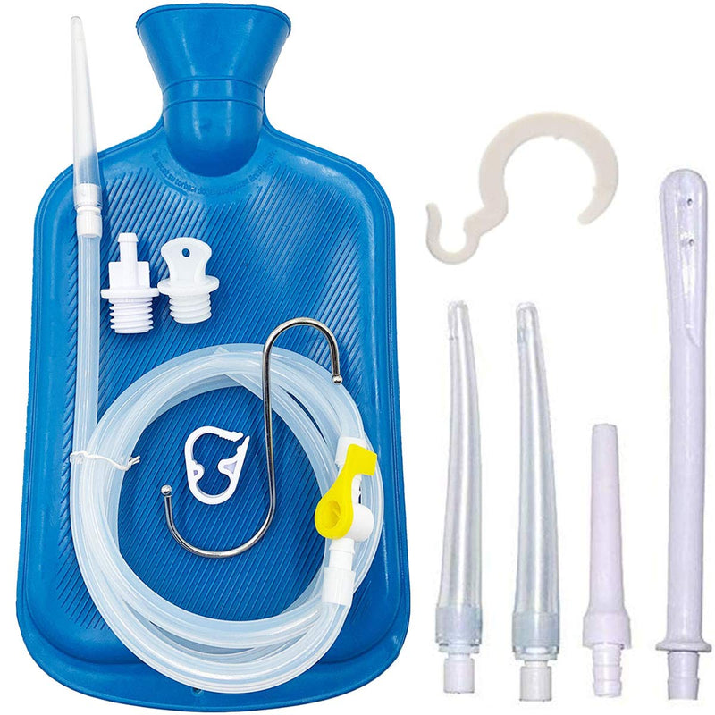 [Australia] - Smokitcen Enema Kit – 2L Enema Bag– 5.0ft. Long Silicone Hose – 5 Multi-Size Reusable Tips – Controlled Water Flow – for Colon Detox Cleanse Enemas 