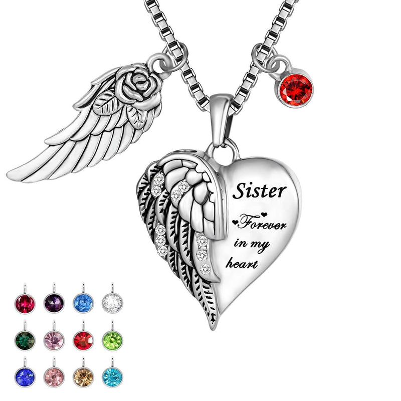 [Australia] - Forever in my heart with 12 Birthstones Cremation Jewelry Keepsake Memorial Urn Necklace Sister 
