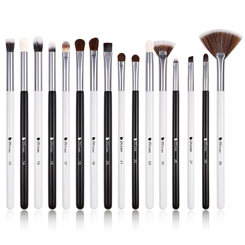 [Australia] - DUcare Eyeshadow Brush Set Professional Eyeshadow Brushes 16Pcs Panda Eye Makeup Brushes Eye Shadow Concealer Eyebrow Eyelash Eye Liners Blending Cosmetic Brushes with Premium Wooden Handles black white 