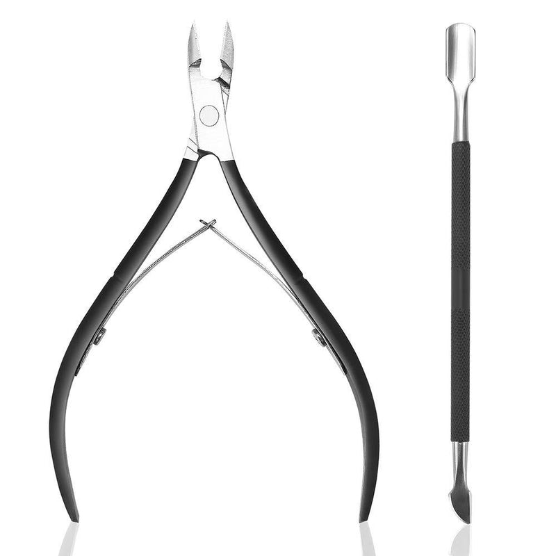 [Australia] - Cuticle Nipper with Cuticle Pusher-Professional Grade Stainless Steel Cuticle Remover & Cutter-Durable Manicure and Pedicure Tool 
