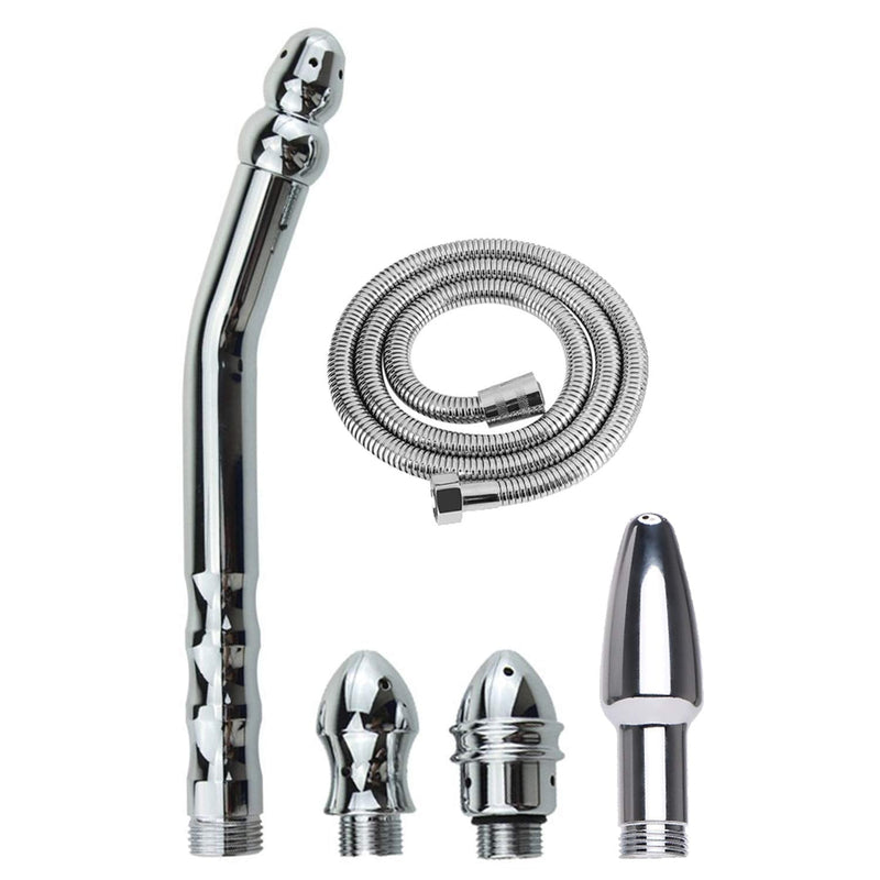 [Australia] - Metal Enema Handheld Shower, Shower 3 Heads Nozzle System for Colonic Cleanse Kit - with 59 inch Hose and Velvet Carry Bag 