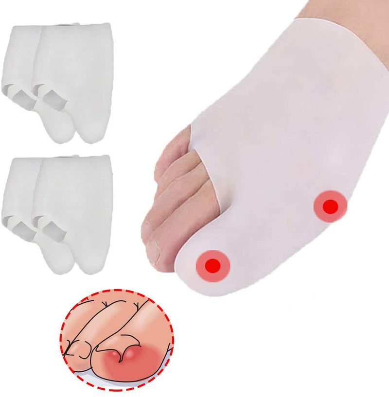 [Australia] - Footsihome 4 Pack Bunion Pads with Big Toe Caps, Silicone Metatarsal Pads Toe Cover, Gel Toe Sleeves Protection for Corn, Reduce Irration from Shoes White 8 Pack 