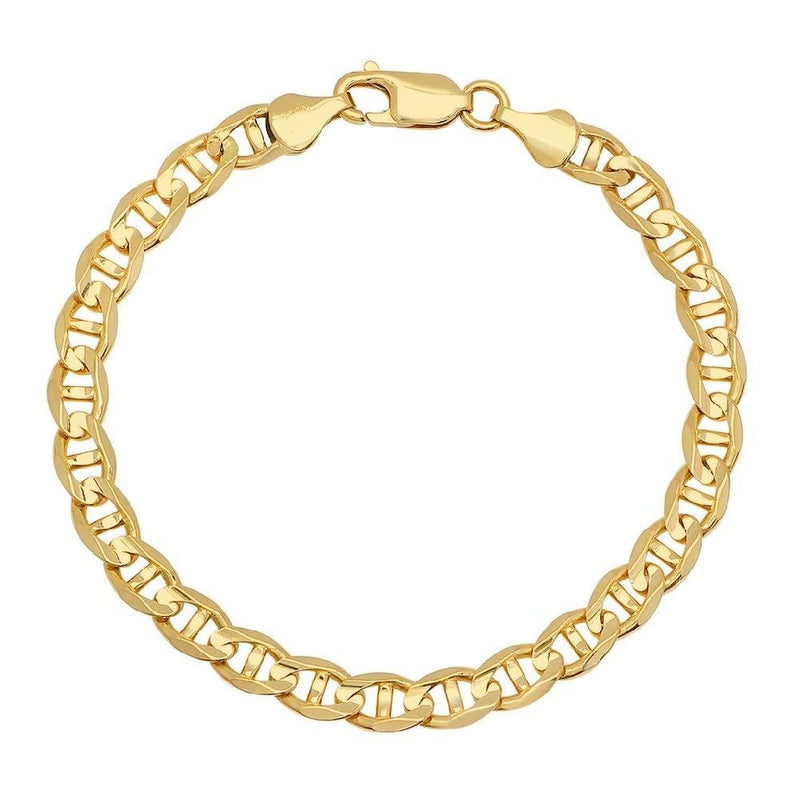 [Australia] - 925 Sterling Silver 4.5mm Mariner Chain Link Anklet - Available in Silver or Yellow 11.0 Inches 