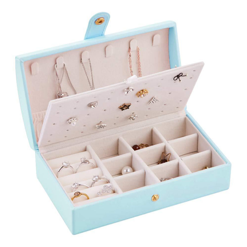 [Australia] - Travel Jewelry Organizer Box for Women LATIT PU Leather Jewelry Case Small Jewelry Storage Box Jewelry Display Holder for Rings, Earrings, Necklaces, Gift,6.7’’x3.7’’x2.36’’-Light blue Light blue 