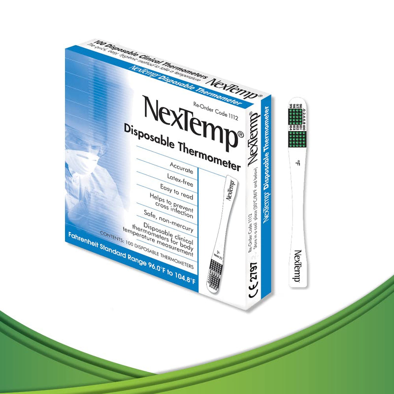 [Australia] - NexTemp® Single-Use Thermometers: Individually Wrapped 100-pack, Providing Superior Accuracy and Maximum Infection Control. Perfect for Businesses, Schools, First-Aid, Home, and Travel! (Fahrenheit) 