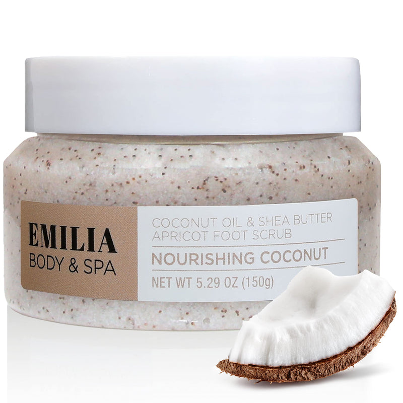 [Australia] - Emilia Foot Scrubs - Natural Organic Scrub - Exfoliating Body, Hand & Foot - Feet Exfoliator - Dead Sea Mineral Salt, Coconut Oil & Shea Butter Apricot Scrub - Bath, Pedicure, Cracked Heel - Pure Care Coconut & Shea Butter 