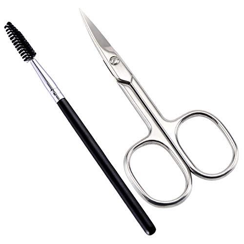 [Australia] - Lovinee Eyebrow Scissors and Eyebrow Brush, Shaping Curved Craft Stainless Steel Scissors for Eyebrow Eyelash Extensions 