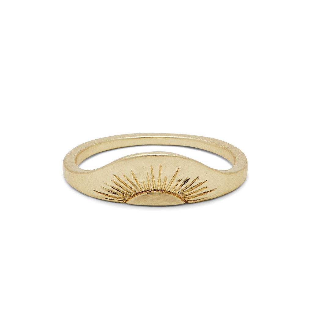 [Australia] - Pura Vida Gold-Plated Rising Sun Ring - Brass Base, Hammered Finish - Sizes 5-9 