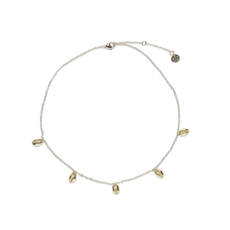 [Australia] - Pura Vida Gold or Silver-Plated Cowrie Shell Choker Necklace - 14", 2" Extender 