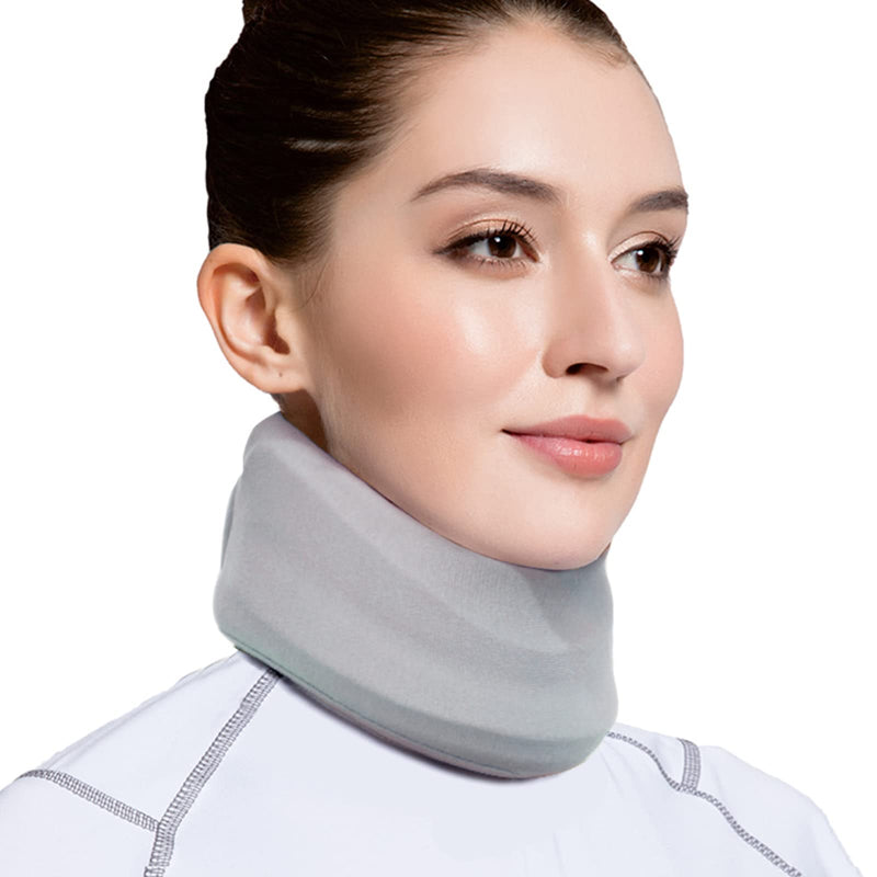 [Australia] - VELPEAU Neck Brace for Neck Pain and Support - Soft Cervical Collar for Sleeping - Vertebrae Whiplash Wrap Aligns,Stabilizes & Relieves Pressure in Spine for Women & Men (Stabilized, Grey, Small 3.5″) 3.5 Inch (Pack of 1) S 