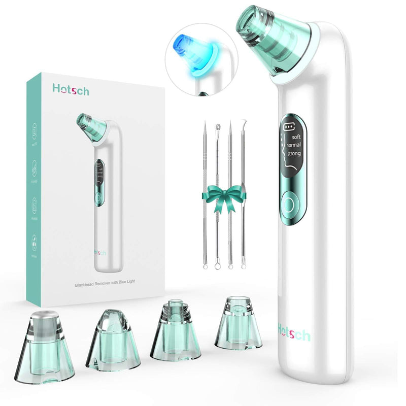 [Australia] - Blackhead Remover Pore Vacuum - Hotsch Blackhead Removal Tool, Pore Cleaner Electric Acne Extractor Kit, LED Display USB Rechargeable with Upgraded Blue Light 4 Replaceable Suction Probes 