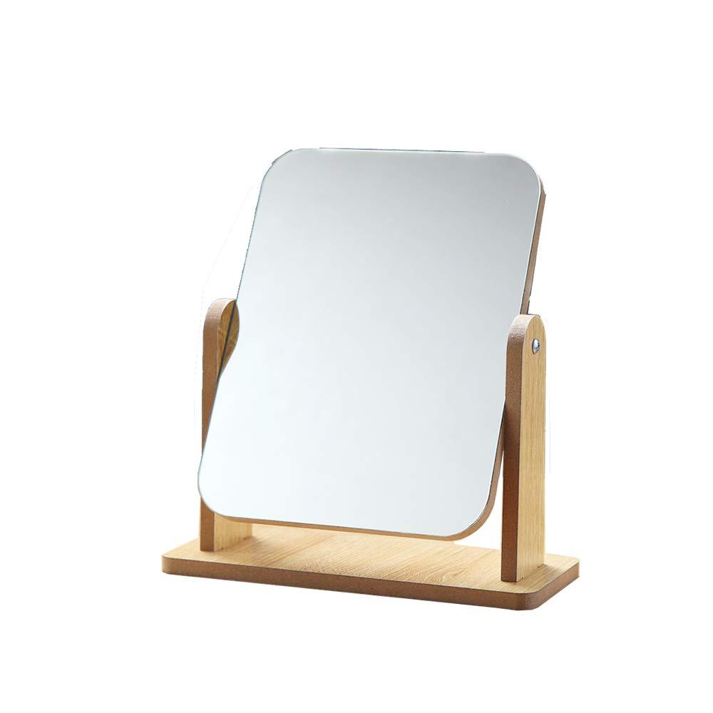 [Australia] - Makeup Mirror with Natural Wood Stand Portable Table Desk Countertop Mirror Bathroom Shaving Make Up Mirror (Natural) 