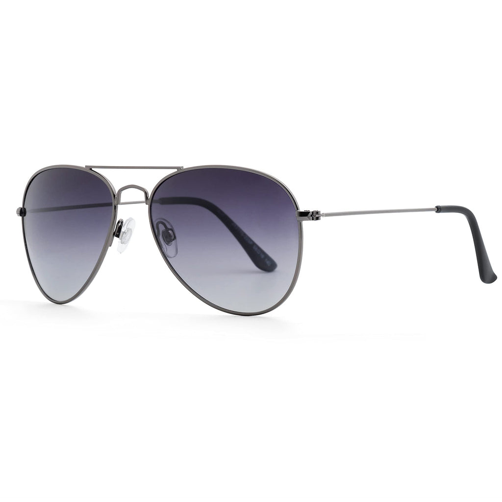 [Australia] - JOOX Polarized Aviator Sunglasses for Women Men, 100% UV Protection Mirrored Lens Metal Frame Gun/Smoke Gradient 58 Millimeters 