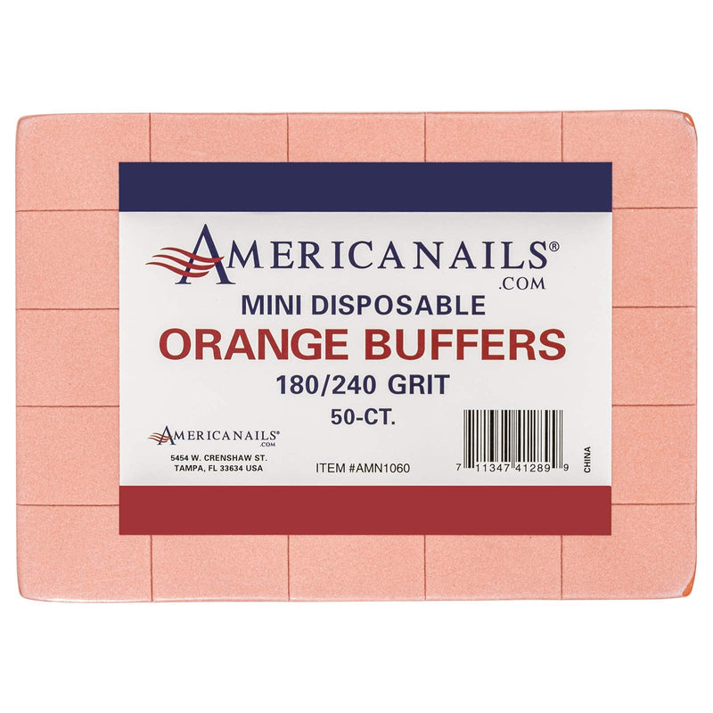 [Australia] - Americanails Mini Orange Buffers - (180/240 Grit) - Professional Salon Quality White Buffing Blocks for Nails - Buff Nails Prior to Application of Polish, Gel Polish, Gel, Acrylic, Double-Sided, 50 Ct Orange (180/240 Grit) 