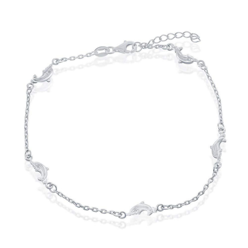 [Australia] - 925 Sterling Silver Italian High Polish Rhodium Plated Dolphin/Turtle/Butterfly/Starfish 9+1’’Nautical Anklet Bracelet Chain Jewelry for Women or Girls 