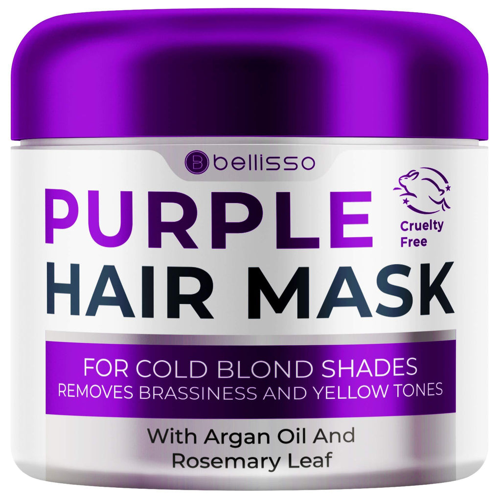 [Australia] - Bellisso Purple Mask for Blonde Hair - No More Yellow or Copper Tones - Deep Conditioner for Color Treated Locks with Keratin and Moroccan Argan Oil Treatment 