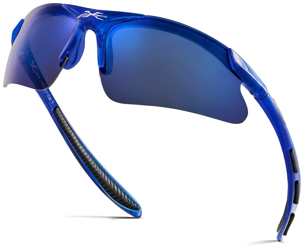 [Australia] - Kids Sports Sunglasses for Boys Girls Children Age 3-10 Baseball Cycling Softball UV400 Glasses Blue | Blue Mirror 