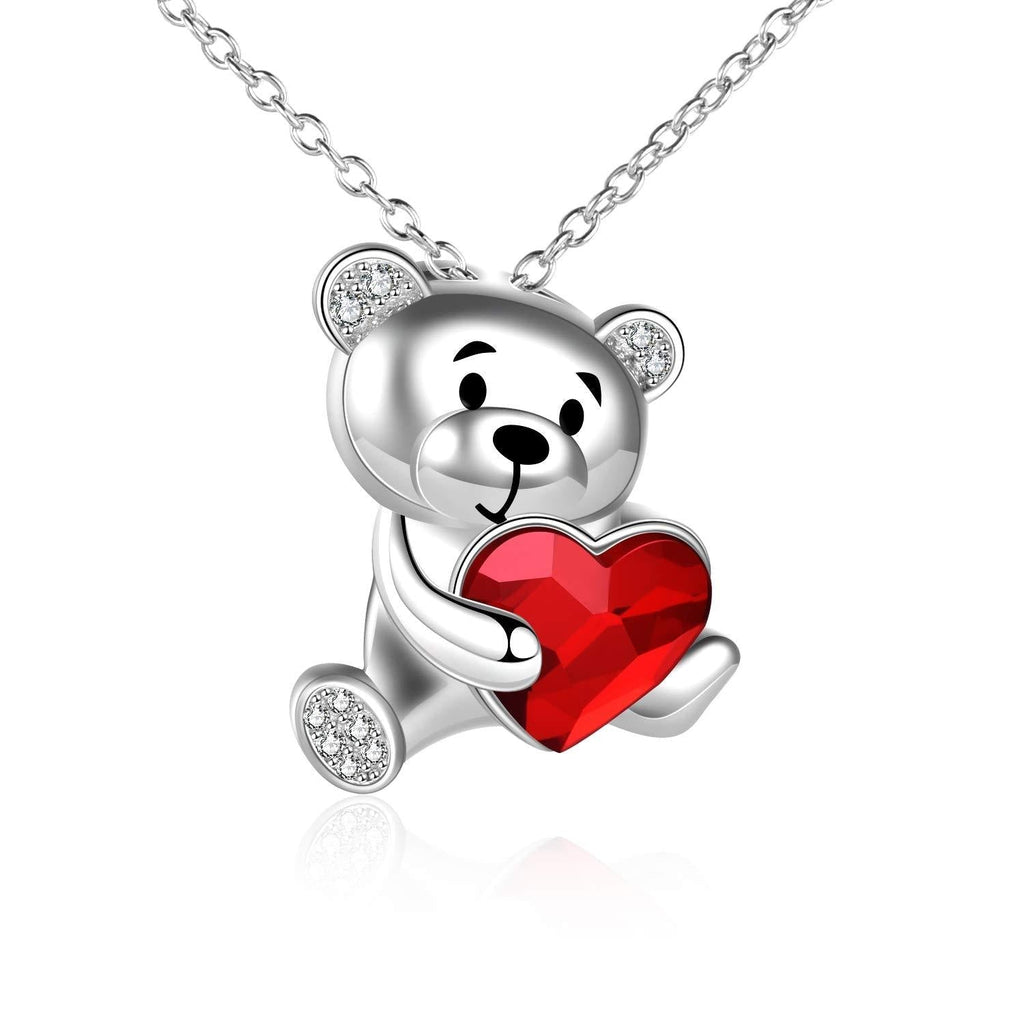 [Australia] - ONEFINITY Monkey Bear Necklace 925 Sterling Silver Monkey Bear Necklace Cute Animal Pendant Jewelry for Women Girls heart Bear 