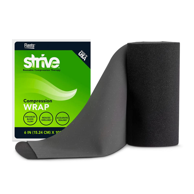 [Australia] - STRIVE Compression Therapy Wrap, 6 in X 100 in, Black, Made in The USA 6" x 100" Wrap 