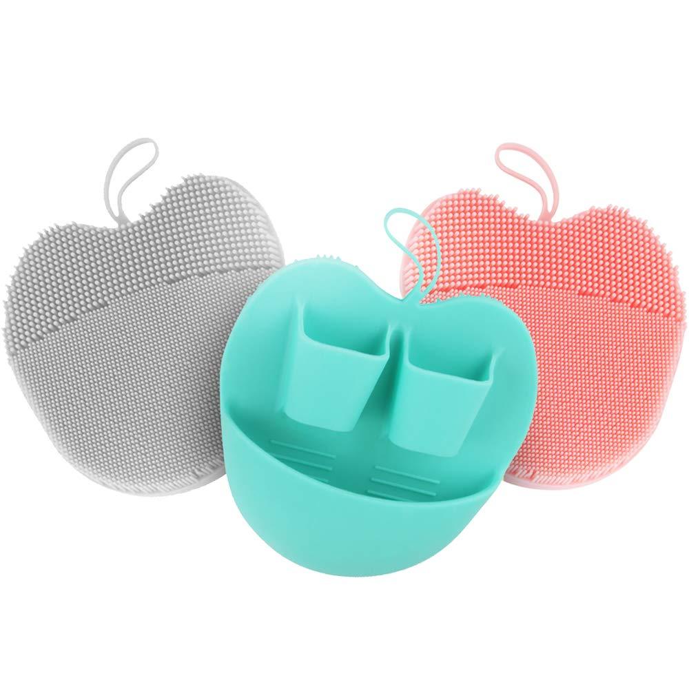 [Australia] - INNERNEED Soft Handheld Silicone Facial Cleansing Brush, Mild Anti-Slip Face Exfoliating and Massage Scrubber Pad, Gentle Exfoliating, Removing Blackhead, Massaging (Pack of 3) 3 mix color 