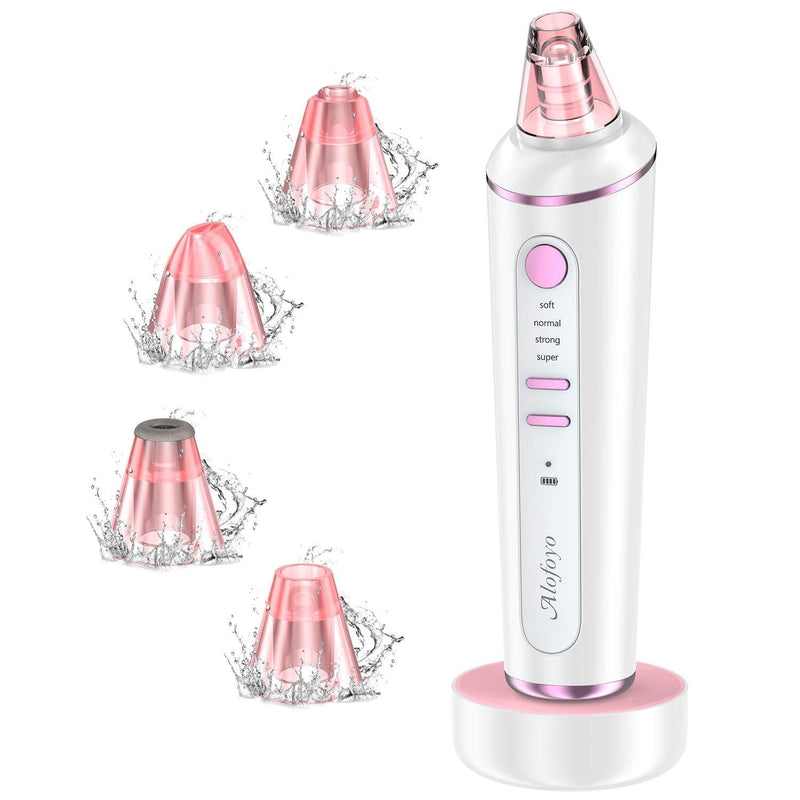 [Australia] - Blackhead Remover Vacuum Pore Cleaner, Alofoyo Valentines Day Gifts Upgraded Strong Suction Rechargeable Facial Pore Acne Extractor Cleanser, 4 Adjustable Suction Power and 4 Functional Probes Pink 