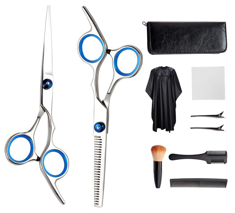 [Australia] - Professional Hair Cutting Scissors Set 10Pcs, Haircut Scissors Thinning Shears Multi-Use Haircut Kit, Hairdressing Scissors Stainless Steel with Comb and Case for Barber Salon Home 10 pcs 