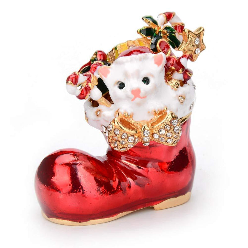 [Australia] - Furuida Trinket Box Boots with Hinged Enameled Jewelry Box Classic Christmas Ornaments Metal Craft Gift for Home Decor 