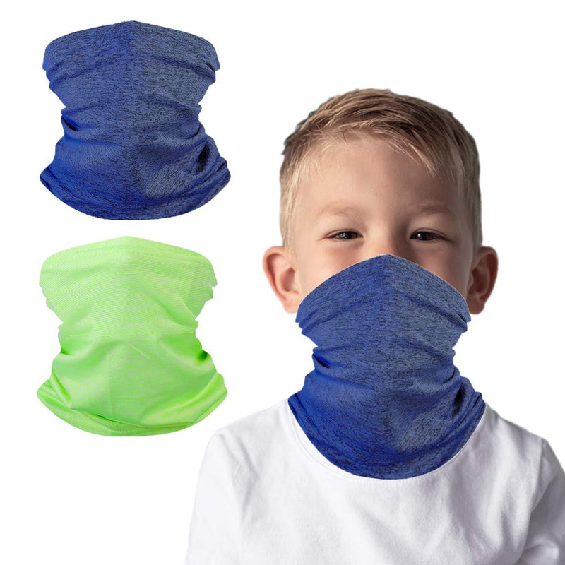 [Australia] - Kids Face Cover Neck Gaiter for Cycling Hiking Fishing Sport Outdoor, Washable and Reusable 1-6 years Blue and Green 