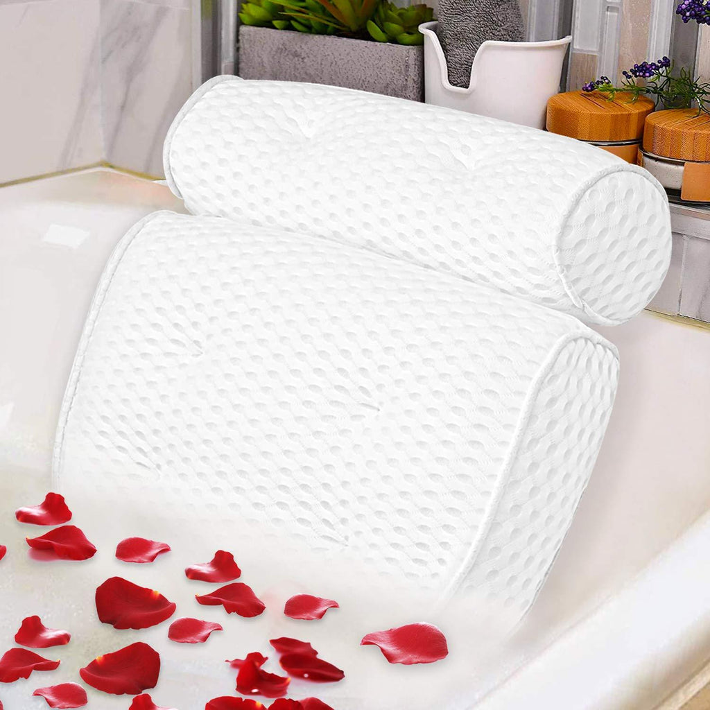 [Australia] - Idle Hippo Bath Pillow Spa Bathtub Pillow with 4D Air Mesh Luxury Bath Pillow with 7 Powerful Suction Cups Head, Back, Shoulder and Neck Support for Hot tub, Jacuzzi and All Bathtub 4D Mesh Bath Pillow 