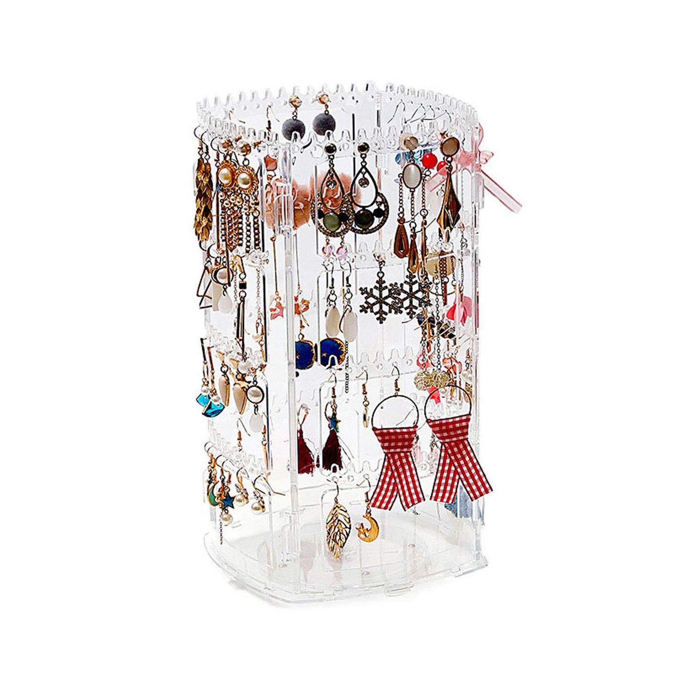 360 Rotating Earrings Holder Jewelry Organizer 4 Tiers Jewelry Rack Display  Classic Stand Holes Grooves For Necklaces Earrings Piercings