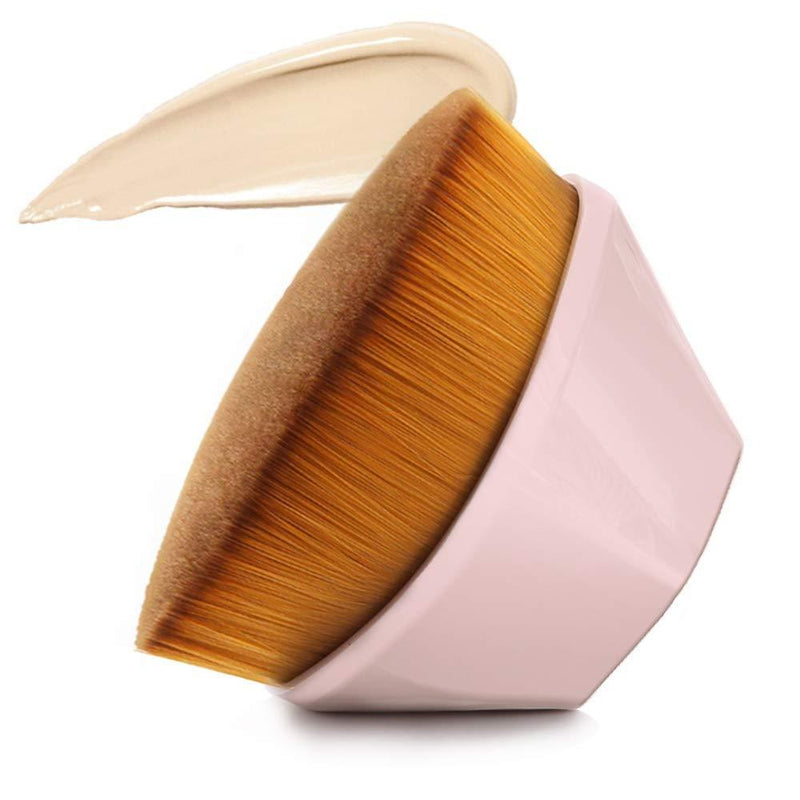 [Australia] - Petal-Shaped Makeup Brush, Full Coverage Base Makeup Brush With Thick Hard BrushWith Storage Box, Suitable For Milky Mixed Liquid Or Flawless Powder Cosmetics (PINK) PINK 