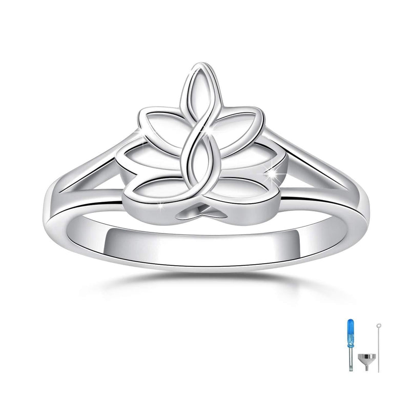 [Australia] - JLYY Sterling Silver Lotus Flower Urn Ring Exquisite Ashes Keepsake Holder Cremation Memorial Jewelry Always in My Hearty 7 