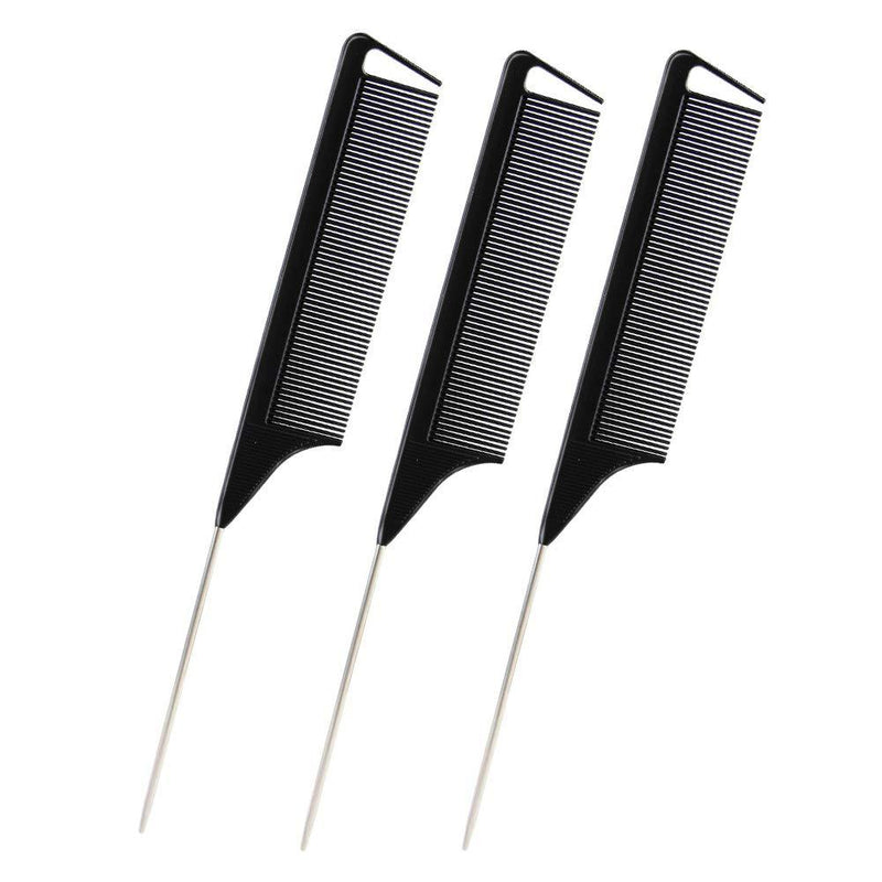 [Australia] - 3Pcs Rat Tail Combs,Barber Styling Combs for Women,Anti Static Heat Resistant Hairdressing Comb (Hair Comb，Black) Black 