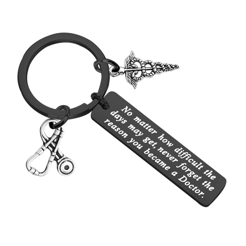 [Australia] - Doctor Gift Doctor Keychain Caduceus Charm Medical Doctor Jewelry Gifts for Graduation Birthday Christmas Black 