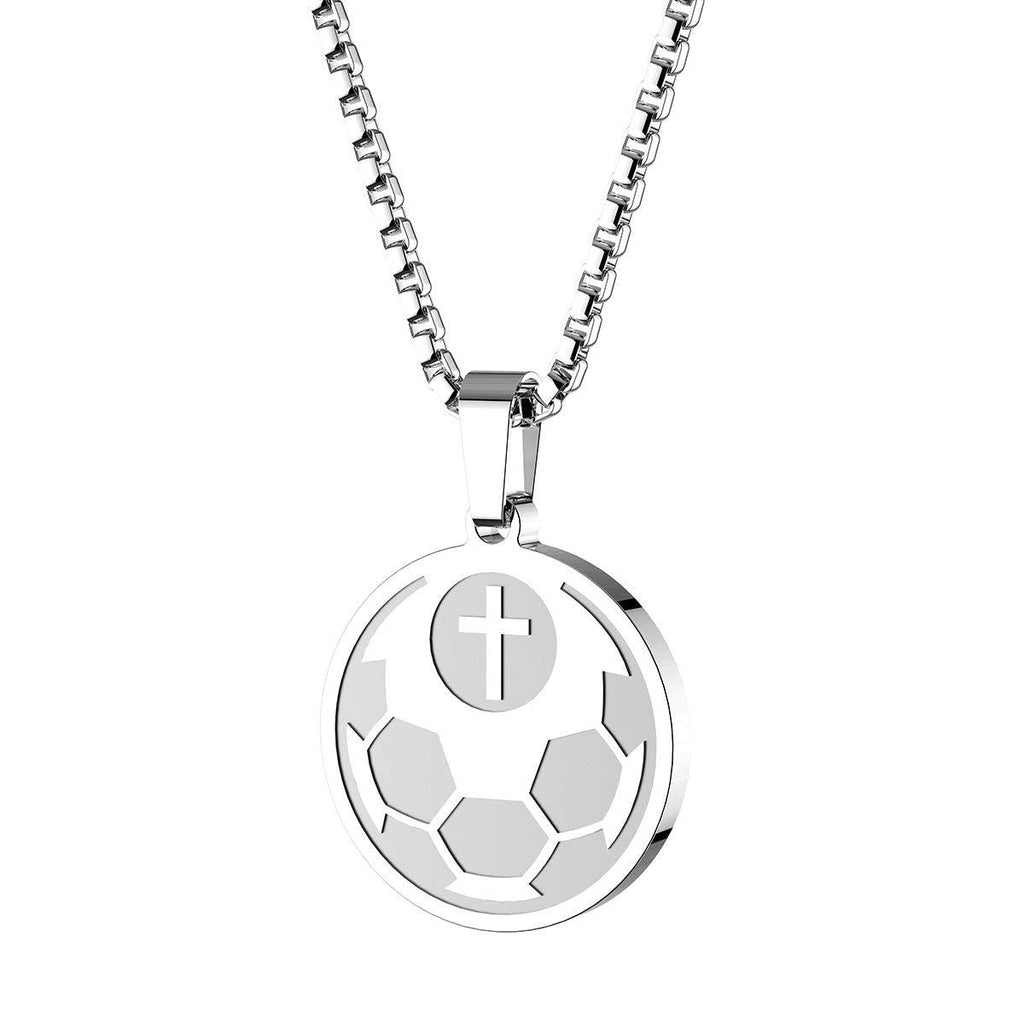 [Australia] - HOFOYA Sports Athletes Pendant Necklace with Inspiring Bible Quote from Phil 4:13 Baseball Basketball Football Soccer Volleyball The Jewelry Gift Suitable for women men boys girls and Kids who love sports coach or teammate gift. HFY-Soccer-Necklace 