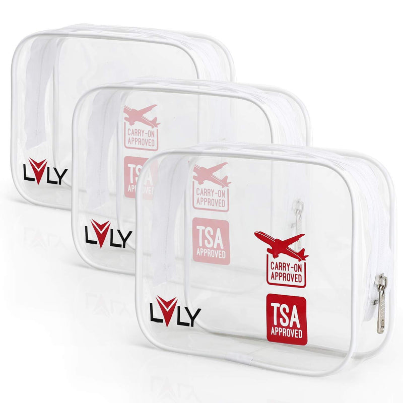 [Australia] - emissary 3 Pack TSA Approved Clear Toiletry Bag - Waterproof Travel Toiletries Bags - Transparent Clear Zippered Pouches - Clear Small Toiletry Bag - Airport Airline Compliant Plastic Travel Bags TSA 