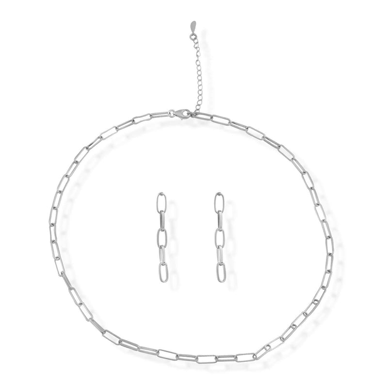 [Australia] - Women Chain Necklace Fashion Chain Link Choker and Earring Dainty Jewelry Set Sliver set 