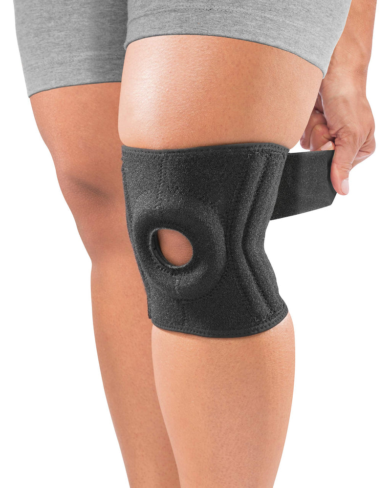 [Australia] - Mueller Sports Medicine Adjustable Premium Knee Stabilizer with Padded Support, For Men and Women, Black, One Size 