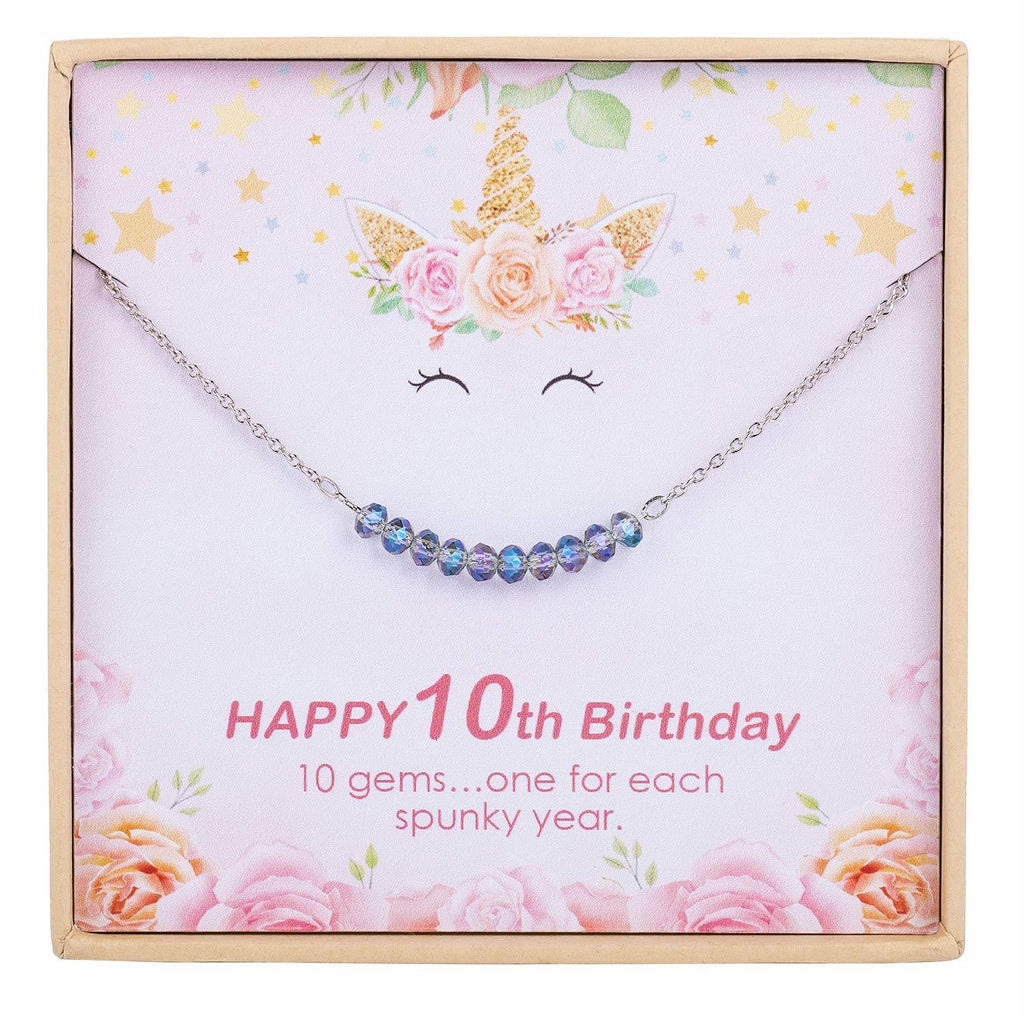 [Australia] - ESSIE ODILA Sweet Birthday Necklace for Young Women Teenager 925 Sterling Silver Crystal Beads Necklace Jewelry Gift for Daughter Sister Niece 10th bday 