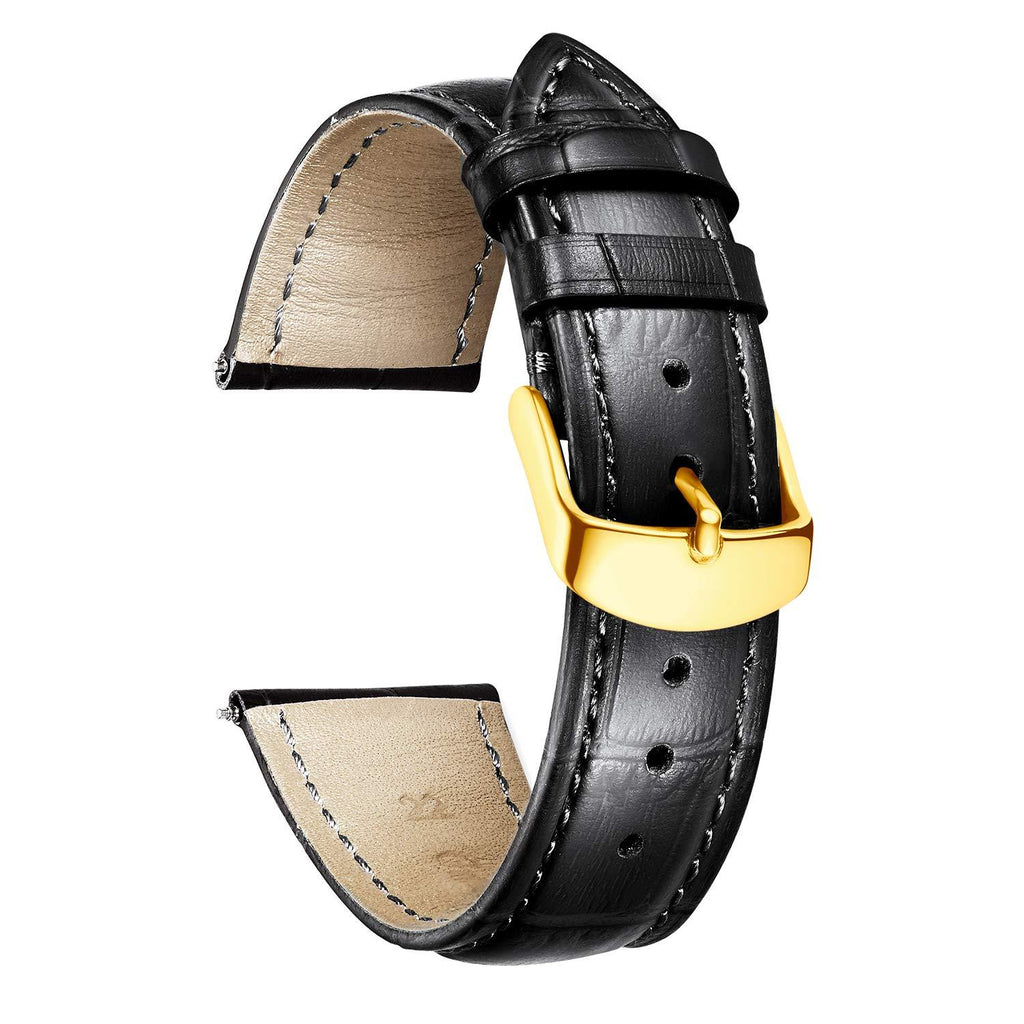 [Australia] - BINLUN Genuine Leather Replacement Watch Band Multicolor Waterproof for Men Women(12mm,14mm,16mm,17mm,18mm,19mm,20mm,21mm,22mm,23mm,24mm) 12MM G-Black 