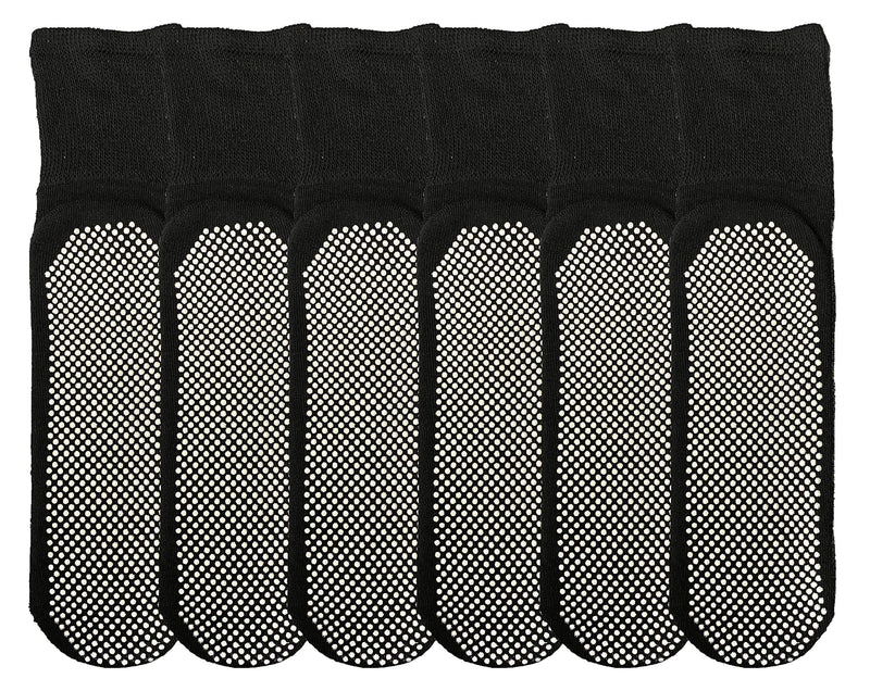 [Australia] - Yacht & Smith 6 Pairs Of Loose Fit Gripper Bottom Diabetic Non-Skid Slipper Black Socks, Grippy Hospital Sock, Wholesale Bulk (6 Pairs Men Gripper Socks, One Size) 6 Pairs Men Gripper Socks 