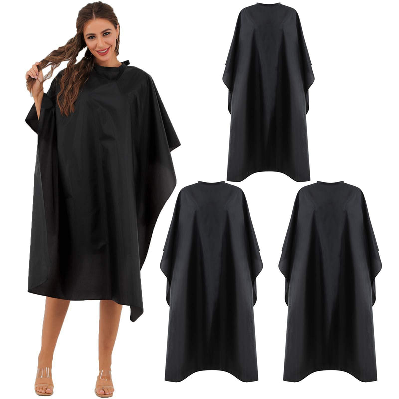 [Australia] - Black Waterproof Hair Salon Cape Professional Barber Cape with Metal Snap Closure Hair Cutting Cape for Adults Water Resistant Hairdressing Cape 59" x 47" (Pack of 3) Pack of 3 