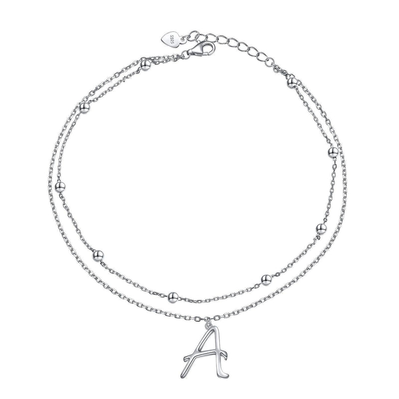 [Australia] - Anklet for Women S925 Sterling Silver Adjustable Foot Ankle Bracelet with Initials Anklets for Girls Initial A 
