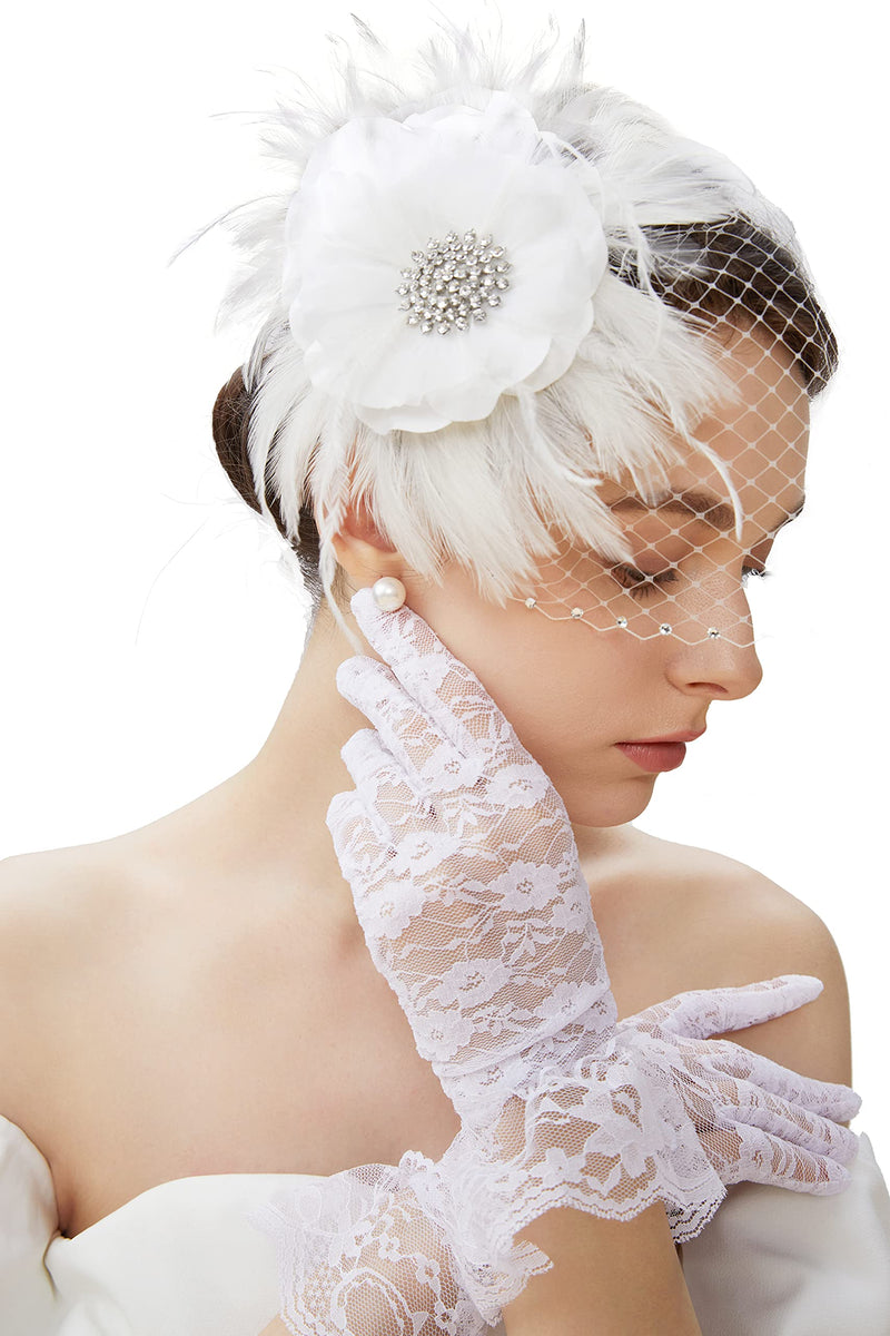 [Australia] - BABEYOND Fascinator Hat Veil Feather Fascinator Hair Clip Tea Party Pillbox Derby Hat Fascinator Bridal Wedding Veil B-beige 